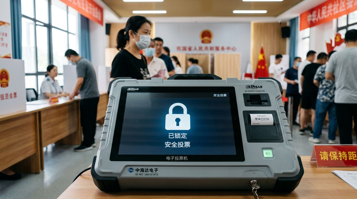 Machine à voter sécurisée dans un bureau de vote américain