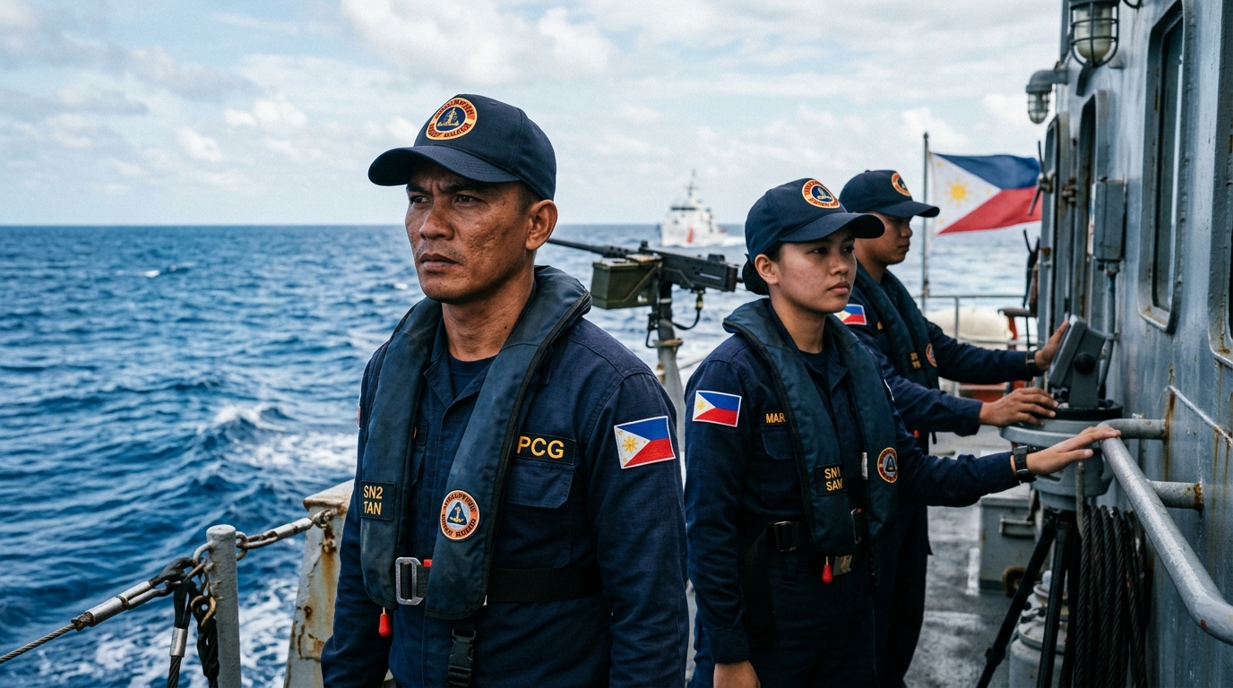 Marins philippins à bord d'un navire de patrouille