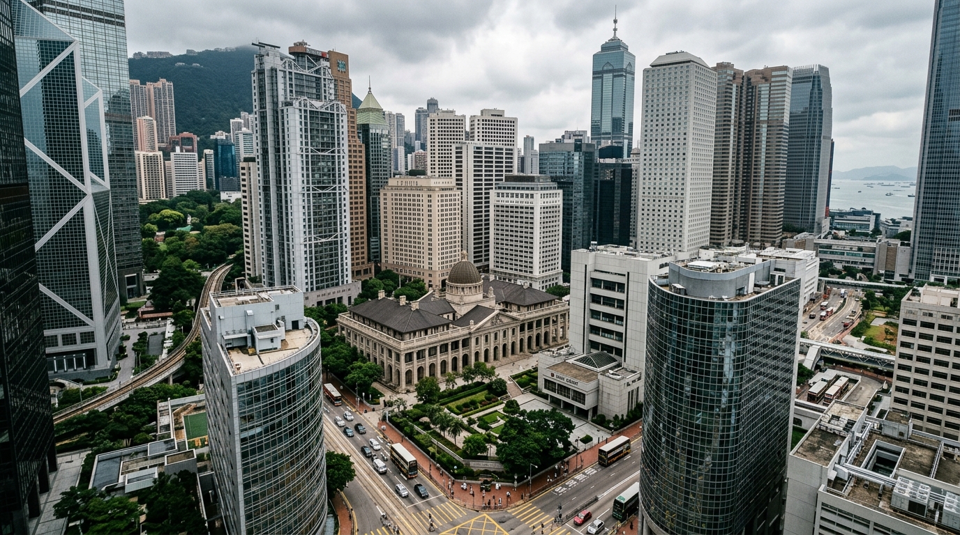 Palais de justice de Hong Kong entouré de gratte-ciels