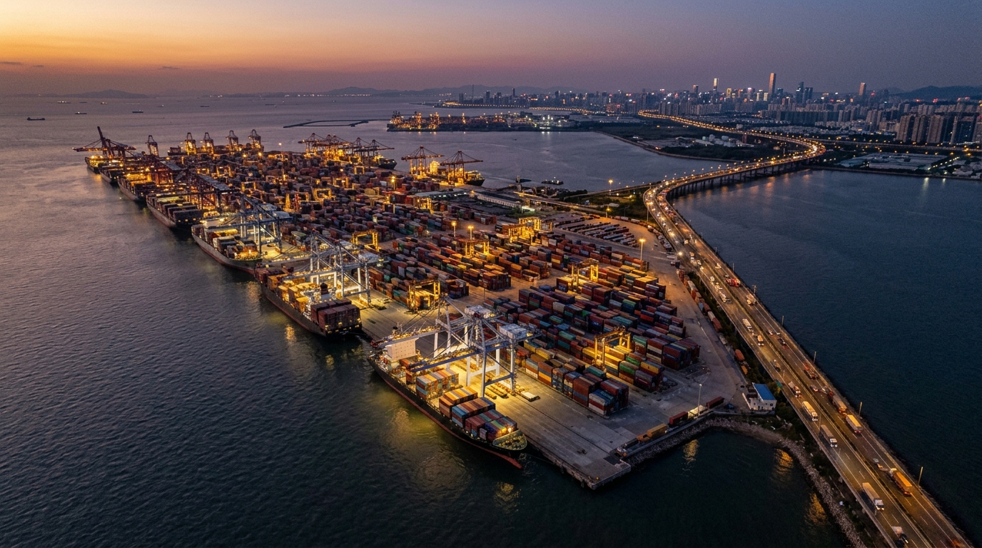 Port international symbolisant le commerce transfrontalier mondial