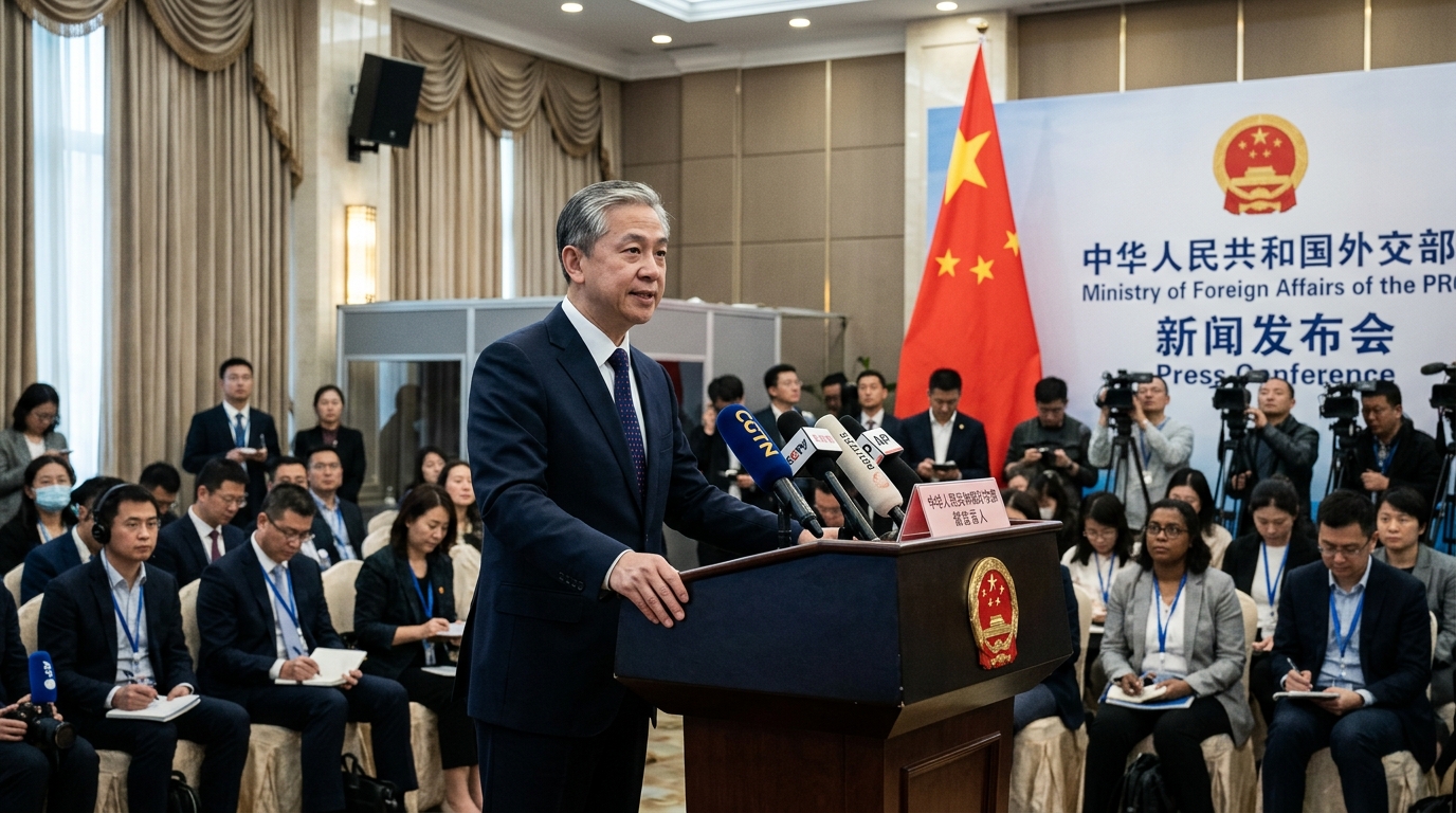 Porte-parole diplomatique chinois lors d'une conférence de presse