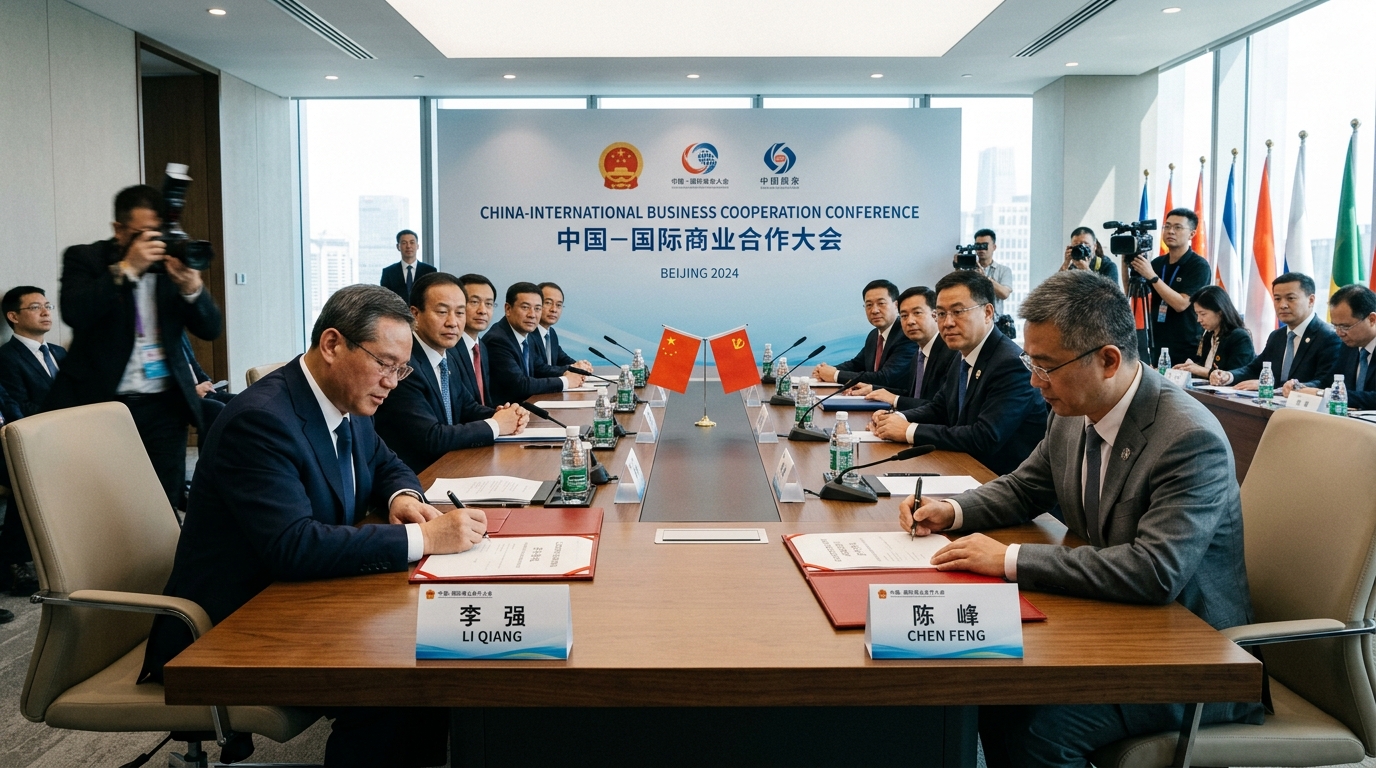 Signature d'un accord de coopération entre représentants d'entreprise et autorités locales chinoises