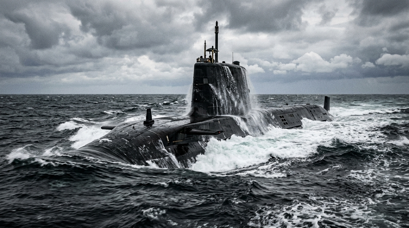 Sous-marin nucléaire en surface sur l'océan Pacifique