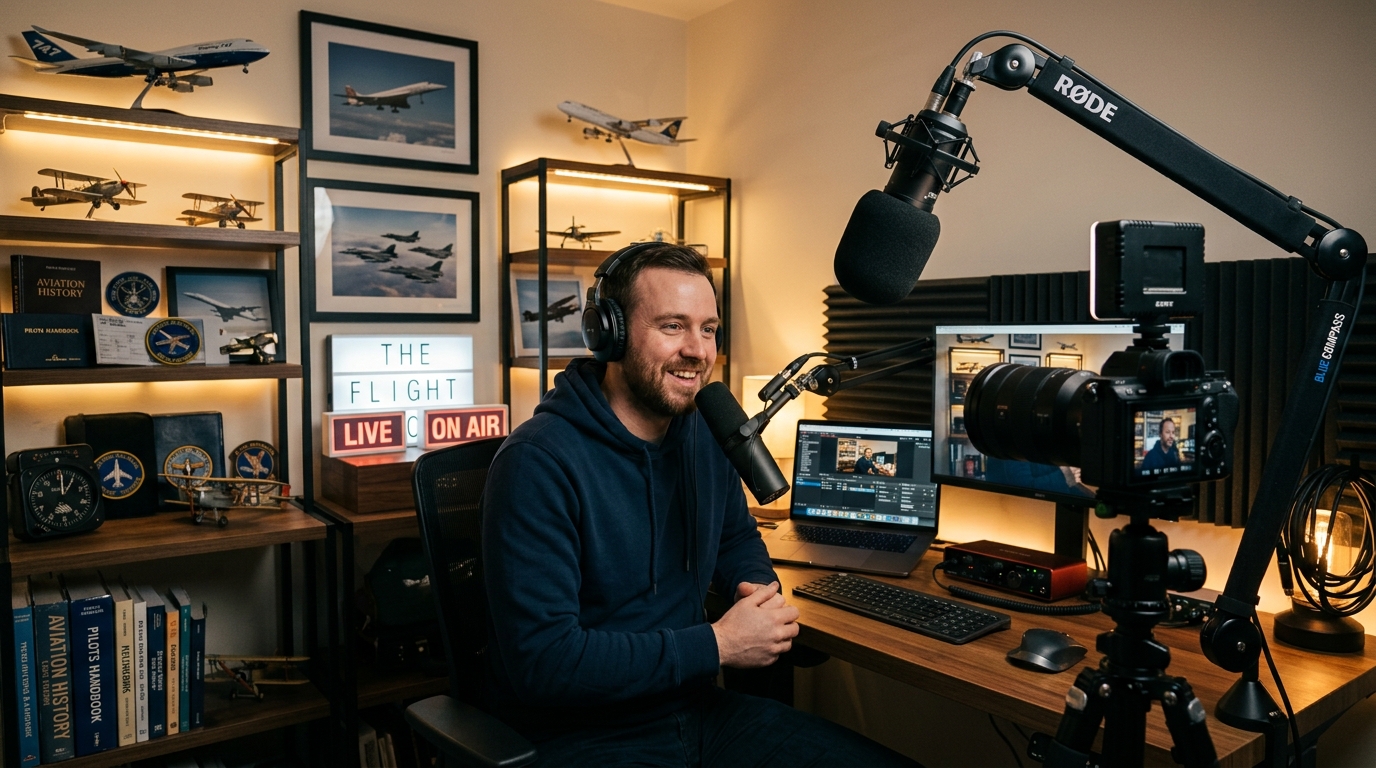 Studio d'un créateur de contenu YouTube spécialisé en défense