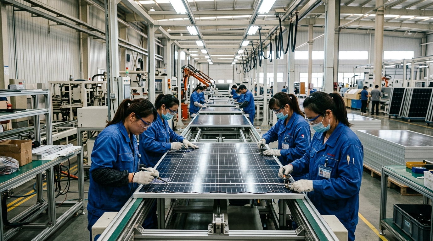 Usine chinoise de fabrication de panneaux solaires