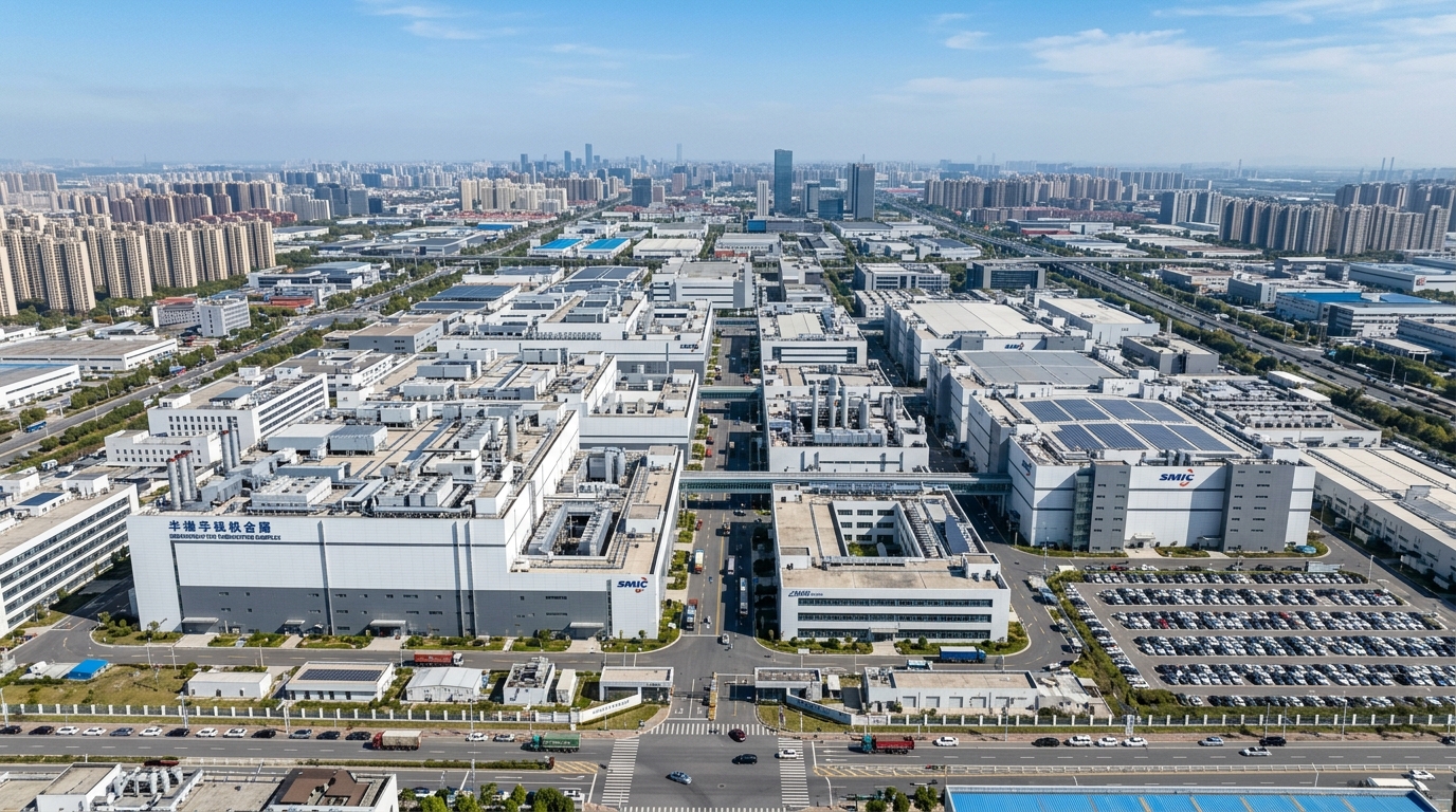 Usine de fabrication de semi-conducteurs en Chine vue du ciel