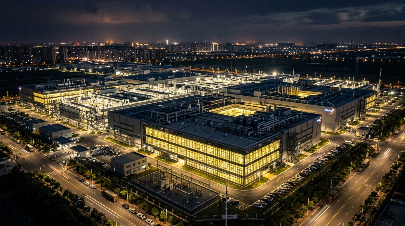 Usine de semi-conducteurs en Chine vue du ciel