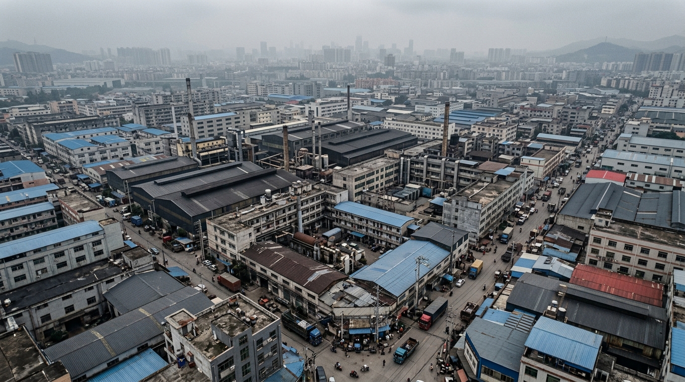 Zone industrielle dense dans le Fujian, Chine