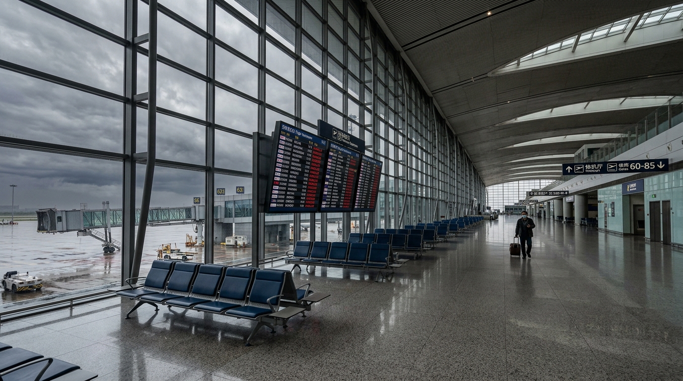 Aéroport chinois avec vols annulés en raison du typhon