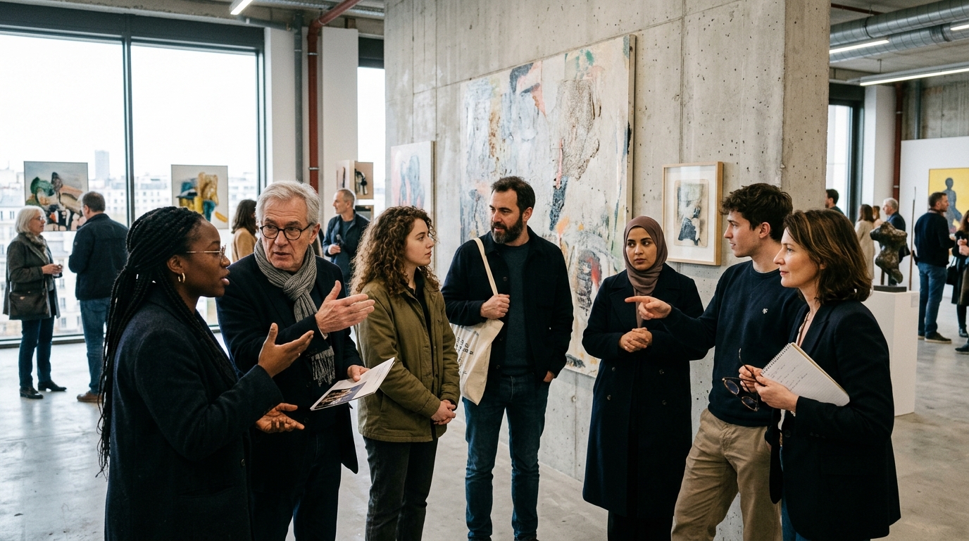 Artistes taïwanais en discussion lors d'une exposition internationale