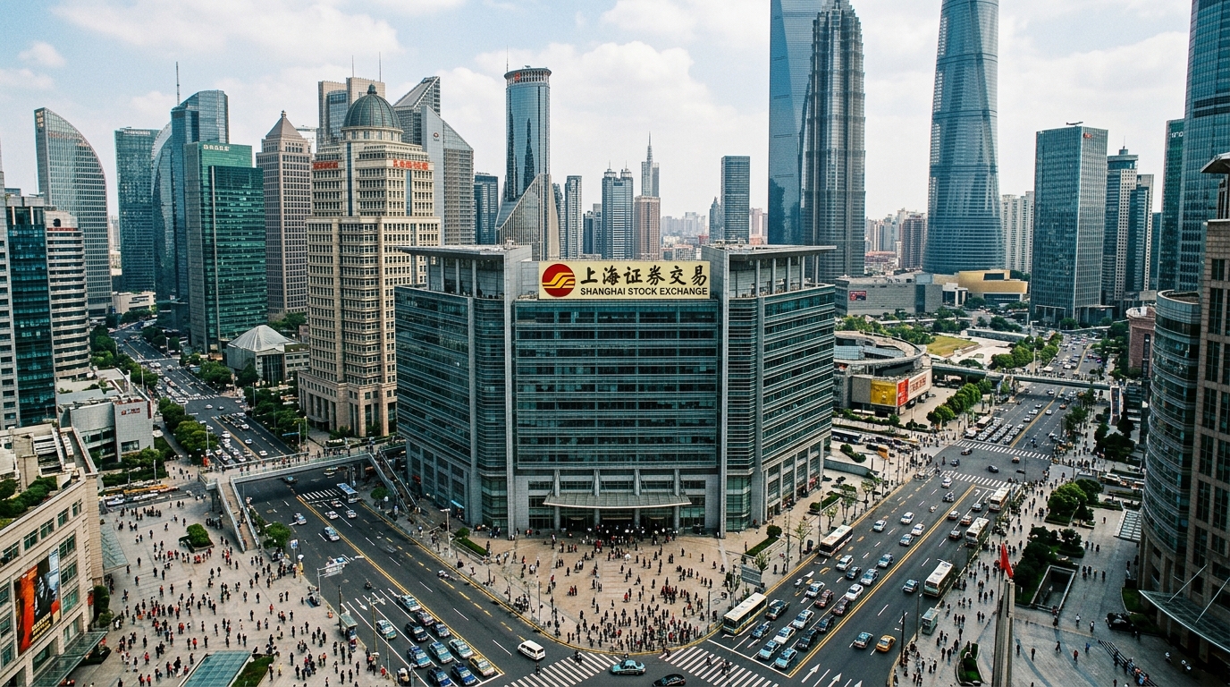 Bourse de Shanghai vue du ciel