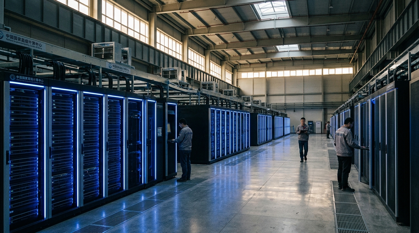 Centre de supercalcul en Chine avec des serveurs alignés