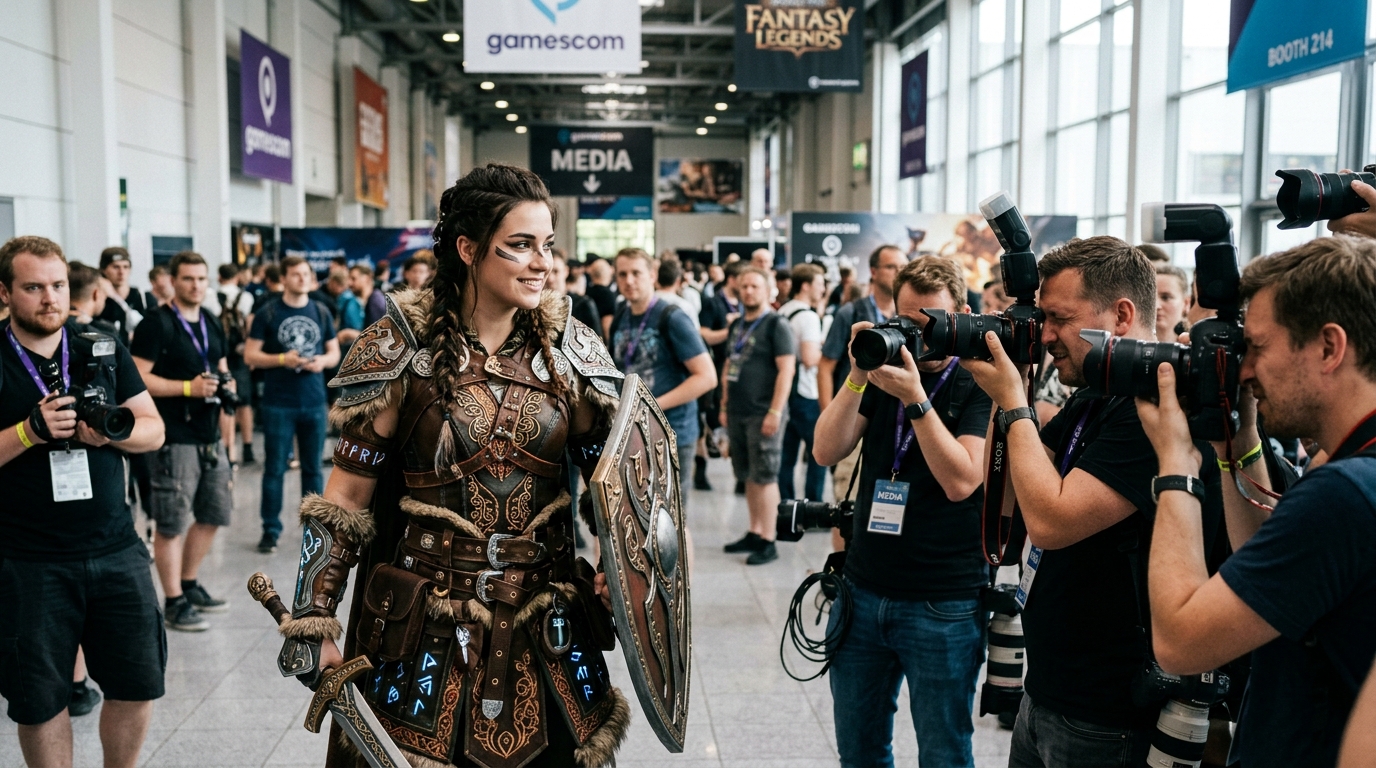 Cosplayeuse en costume de personnage de jeu vidéo à ChinaJoy