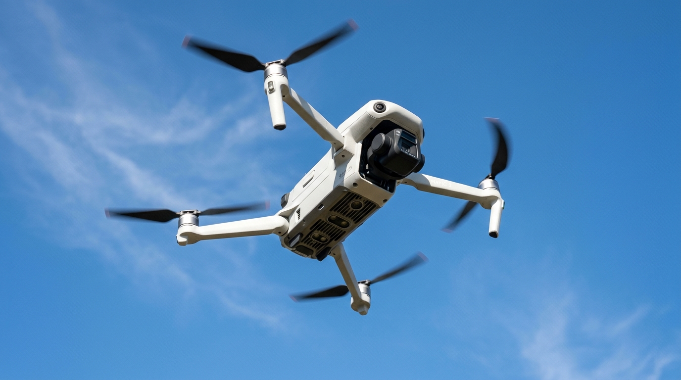 Drone de loisir en vol dans un ciel dégagé