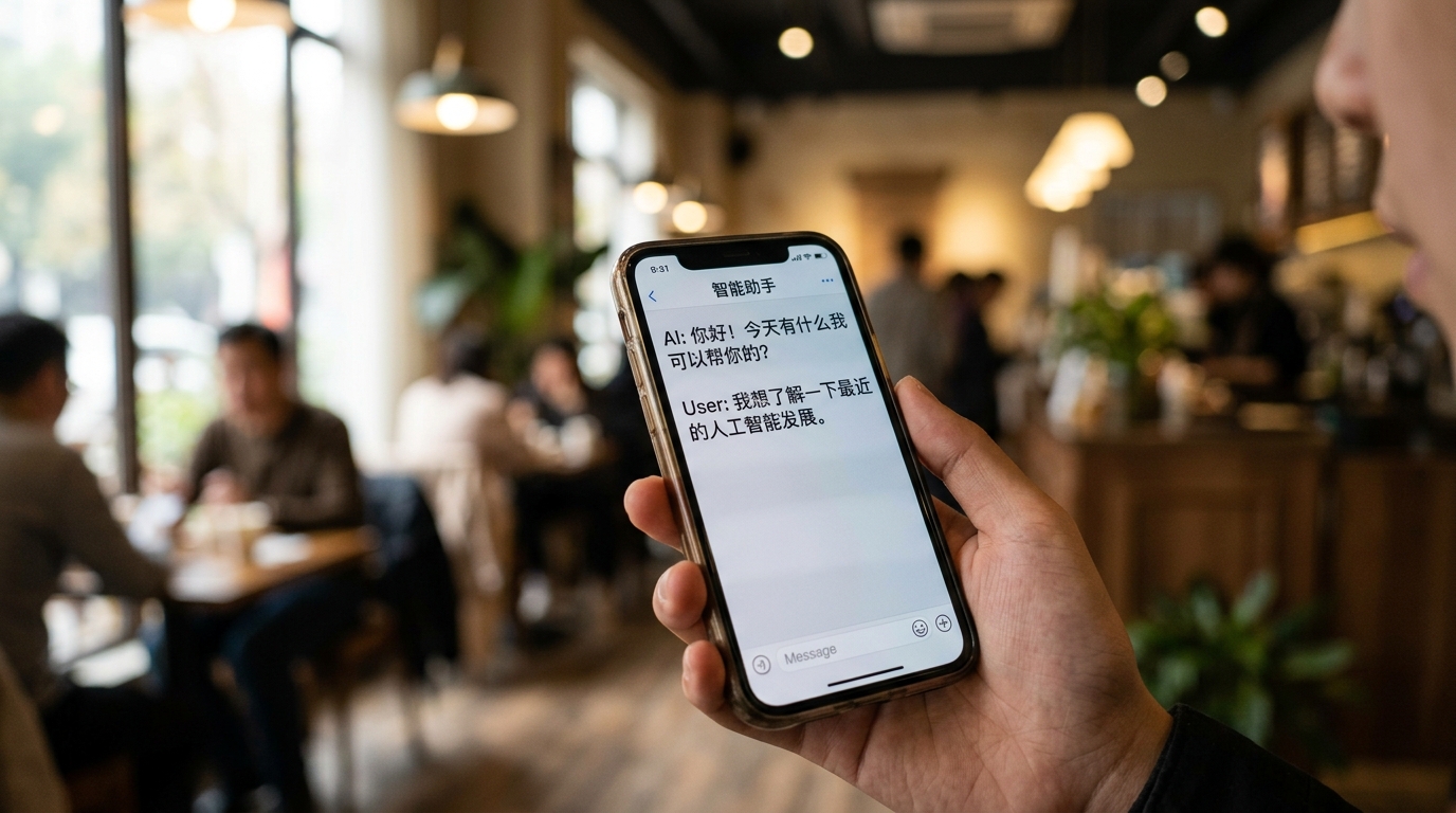 Interface d'un assistant IA sur smartphone avec interface en chinois