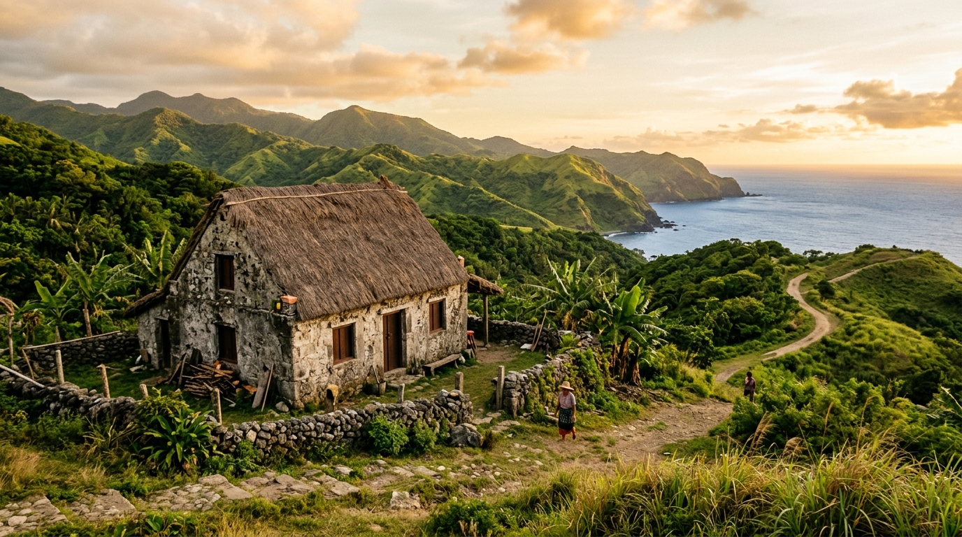Maison traditionnelle en pierre aux îles Batanes Philippines