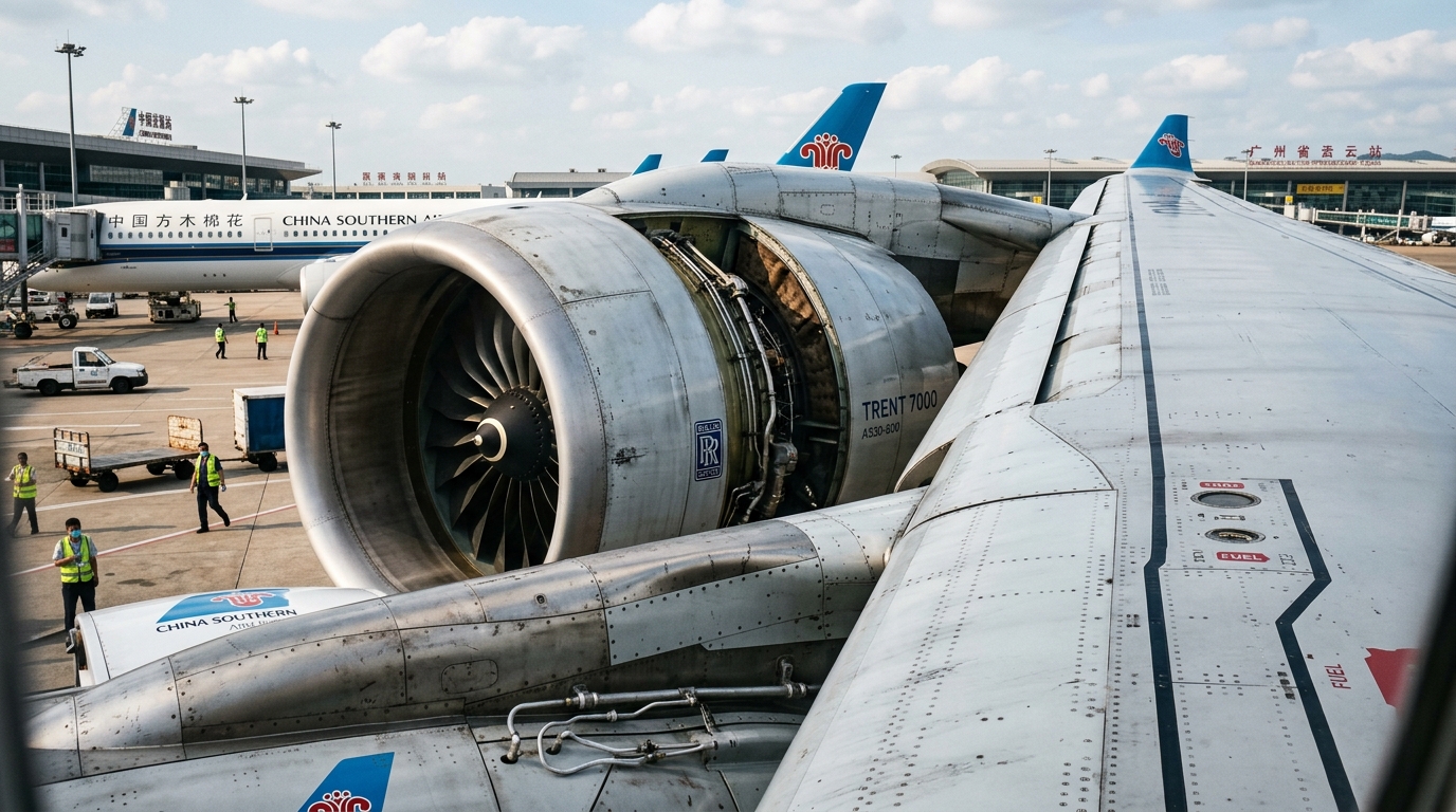 Moteur et aile d'un avion commercial moderne