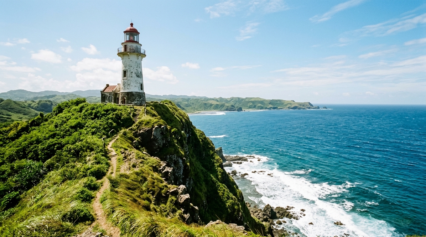 Phare blanc sur une falaise des îles Batanes