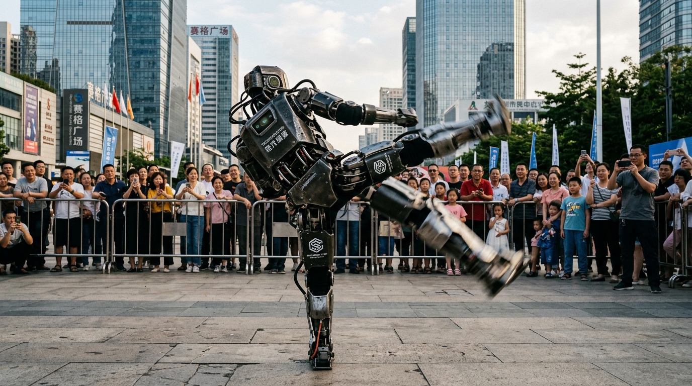 Robot humanoïde effectuant des arts martiaux en Chine