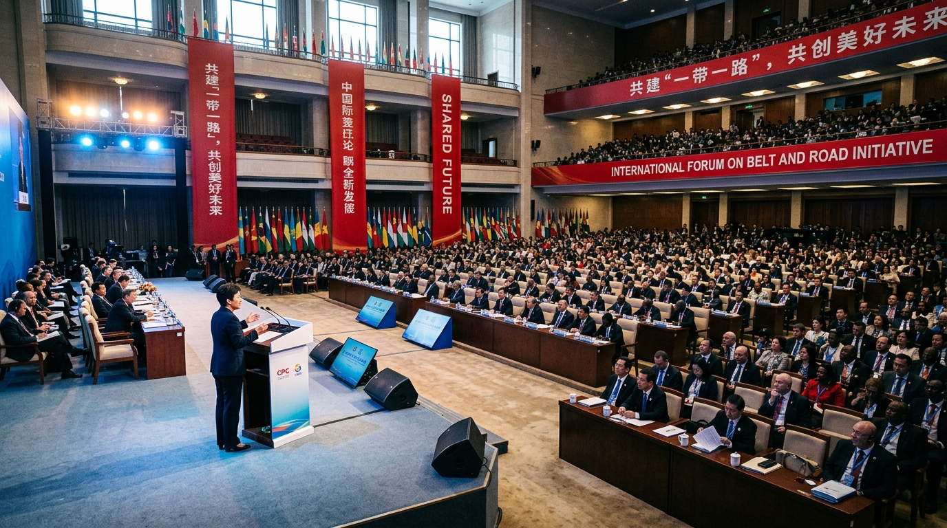 Salle de conférence internationale avec des dirigeants mondiaux