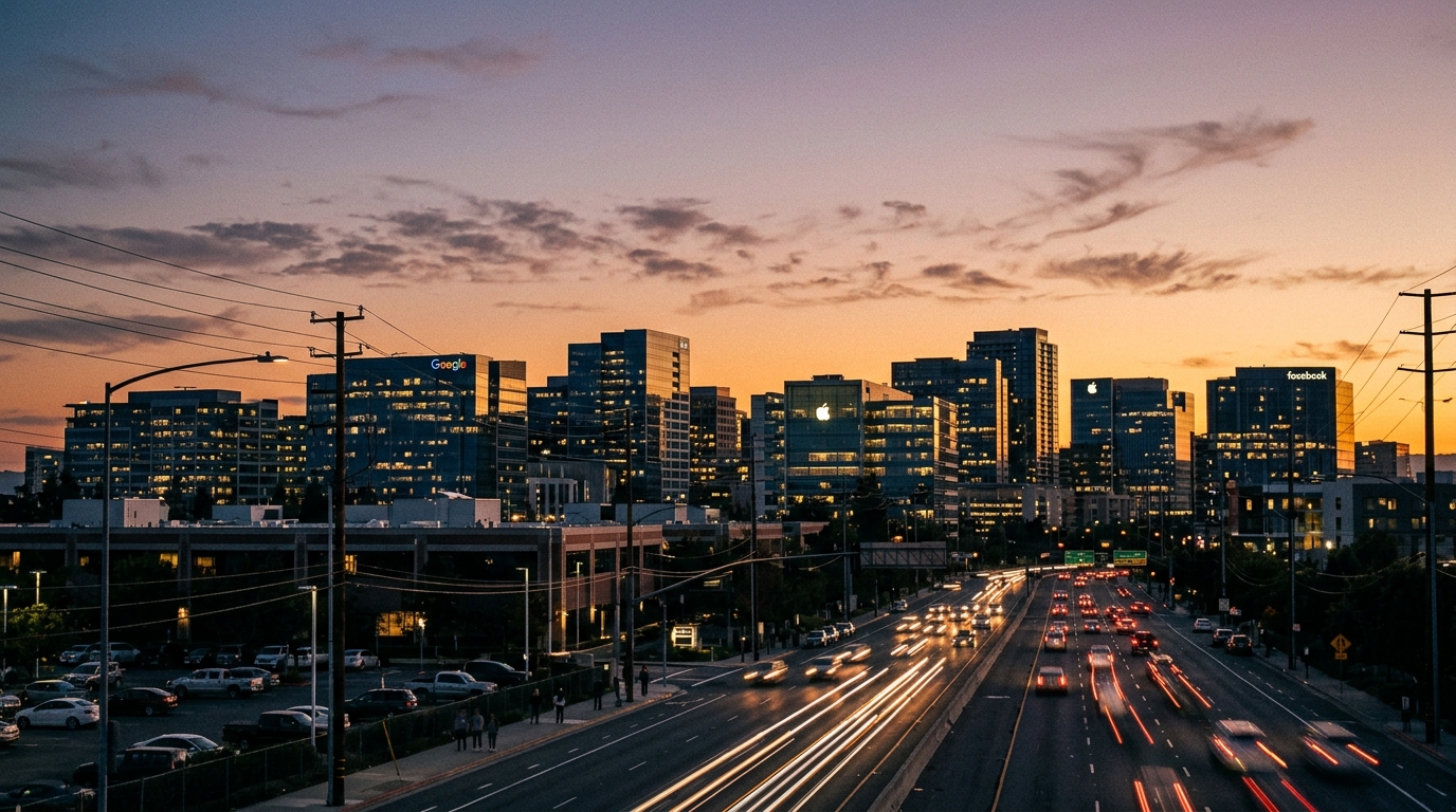 Skyline de Silicon Valley au crépuscule