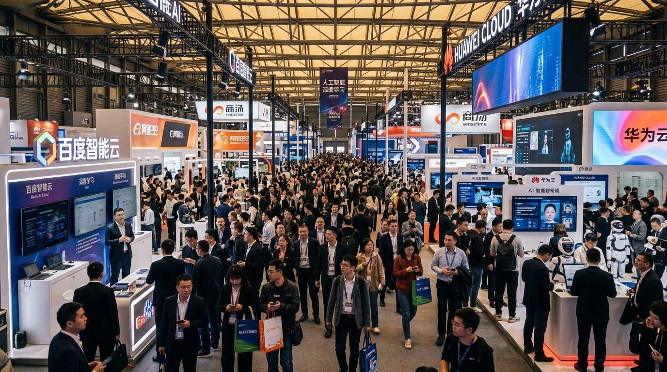 Stand d'une entreprise d'IA chinoise à la World AI Conference de Shanghai
