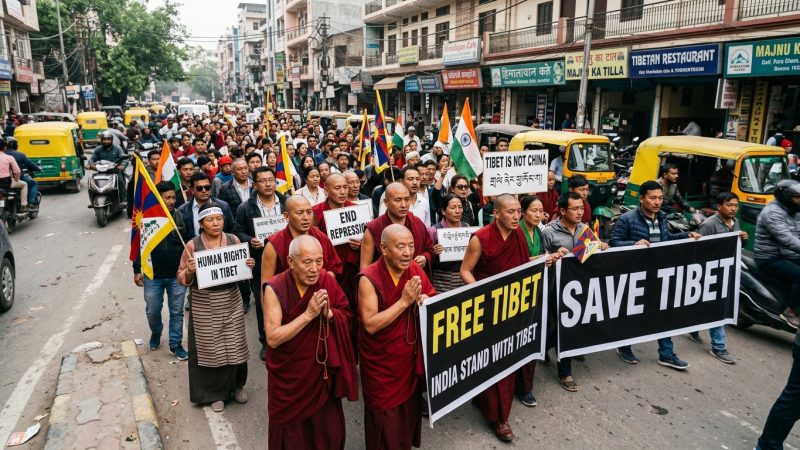 Des Tibétains se rasent la tête à New Delhi contre une loi chinoise qui menace leur identité