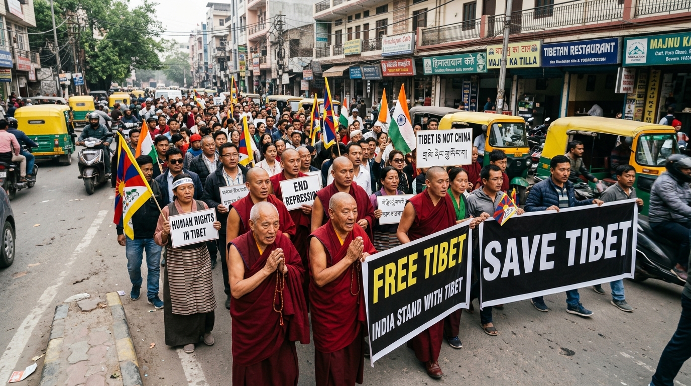 Des Tibétains se rasent la tête à New Delhi contre une loi chinoise qui menace leur identité
