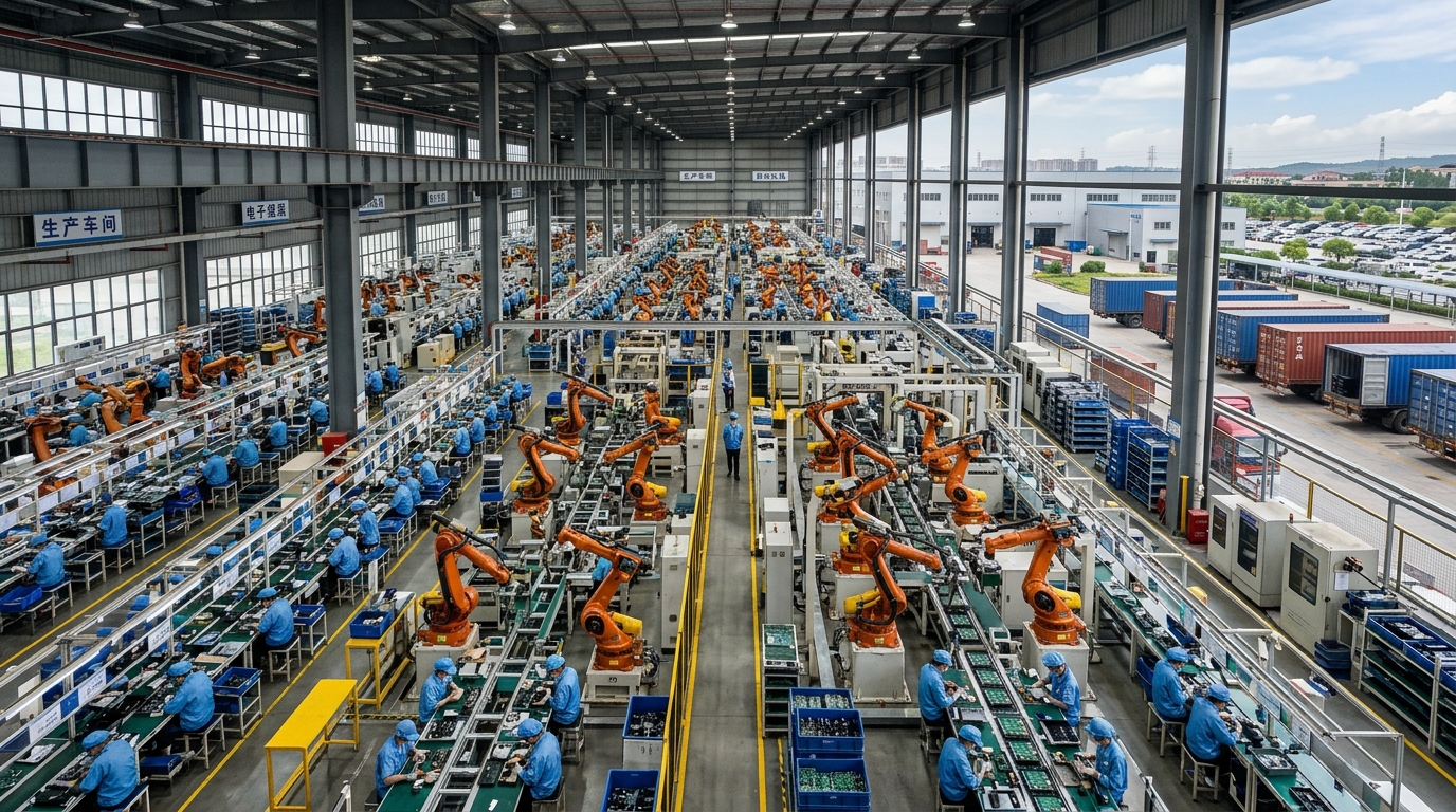 Usine chinoise de fabrication de robots avec bras robotiques