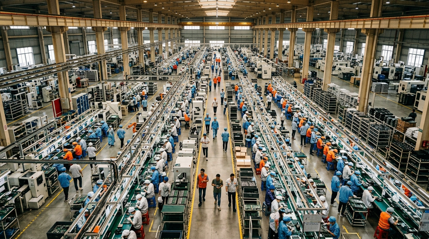 Usine d'équipements télécom en Chine
