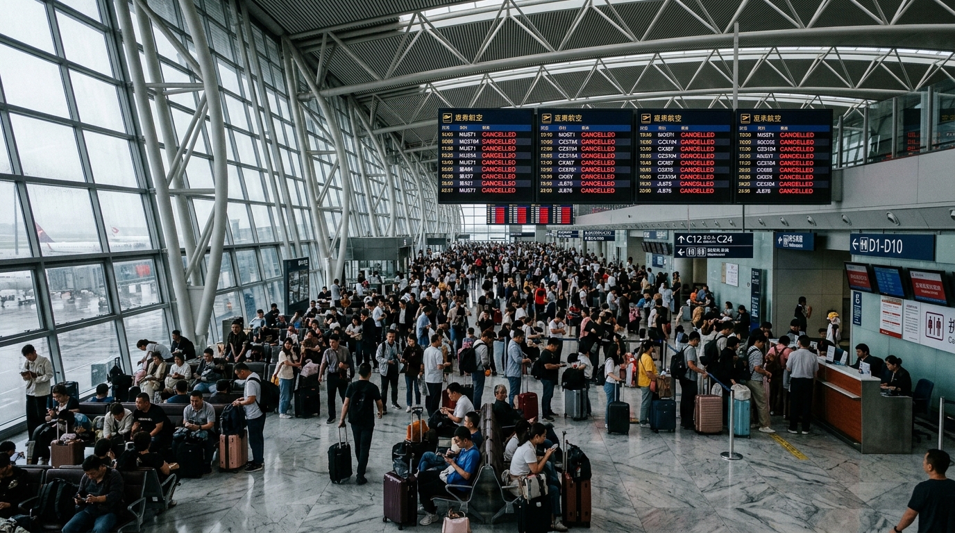 Vols annulés à l'aéroport de Shanghai pendant le typhon Dolphin