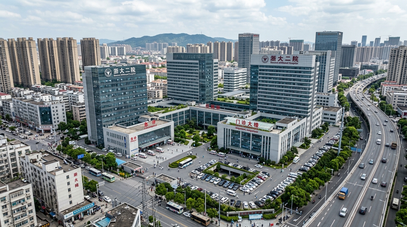 Vue aérienne d'un grand hôpital moderne en Chine