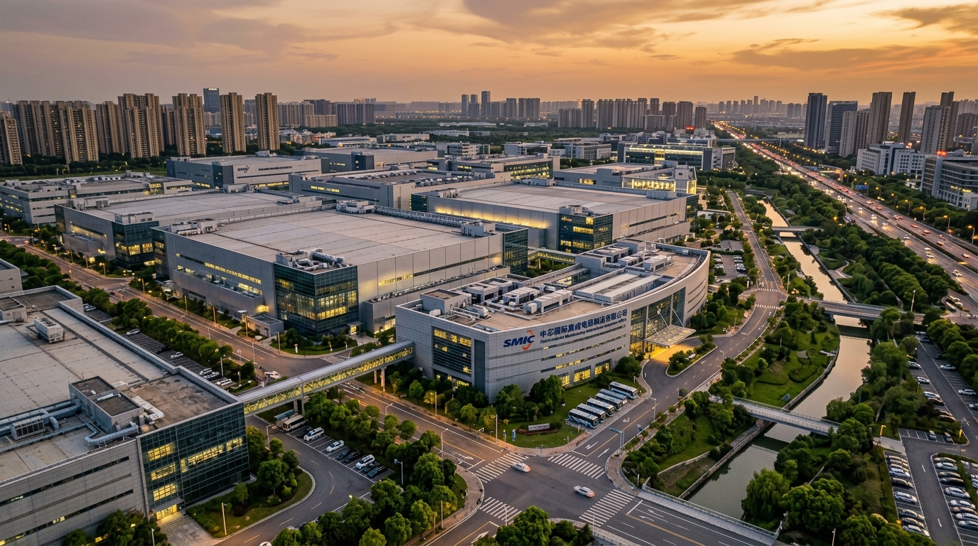 Vue aérienne d'un parc industriel technologique chinois spécialisé en semi-conducteurs