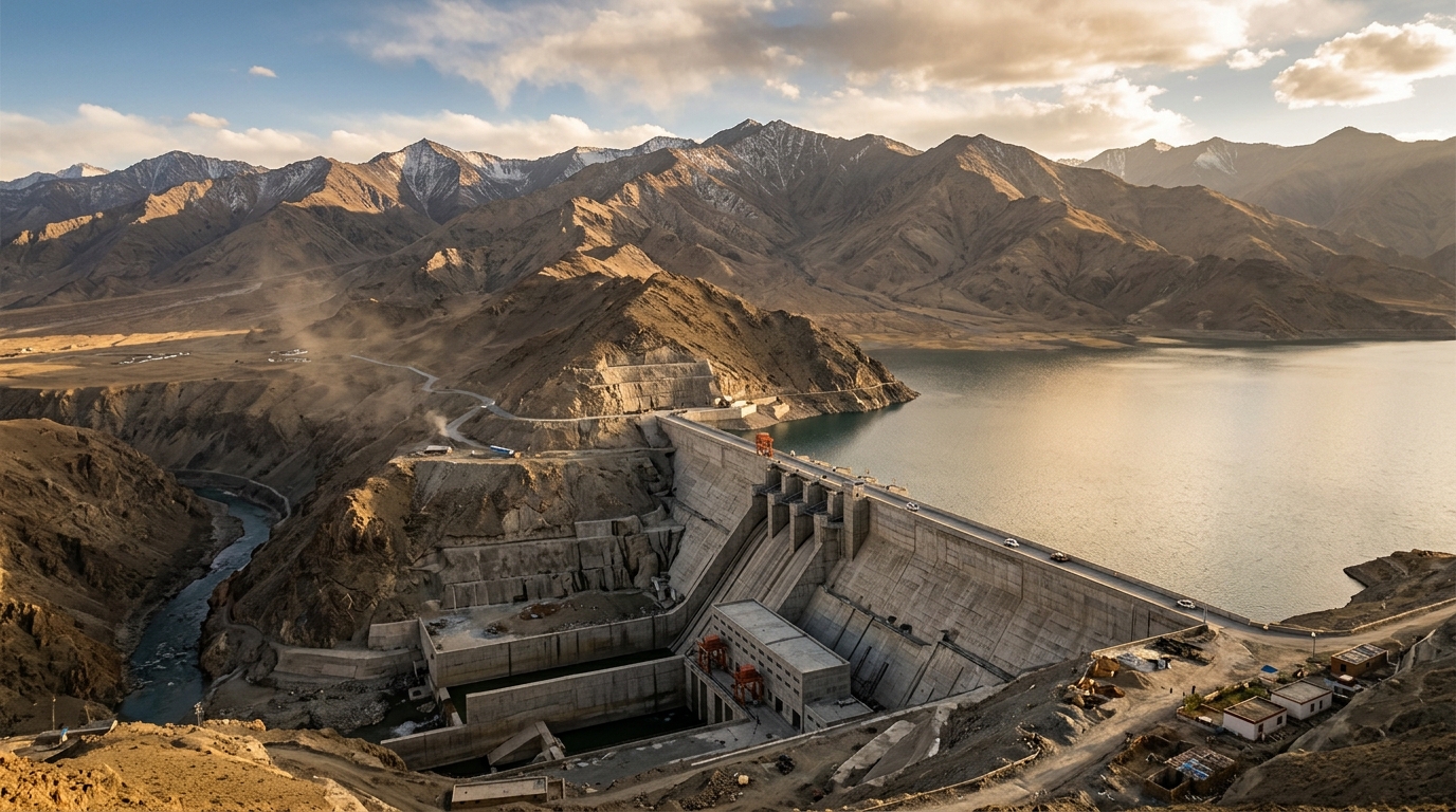 Barrage hydroélectrique construit sur le plateau tibétain par la Chine