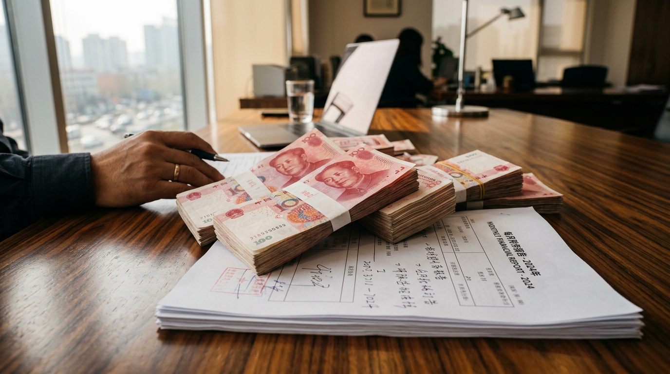 Billets de yuan chinois et documents financiers