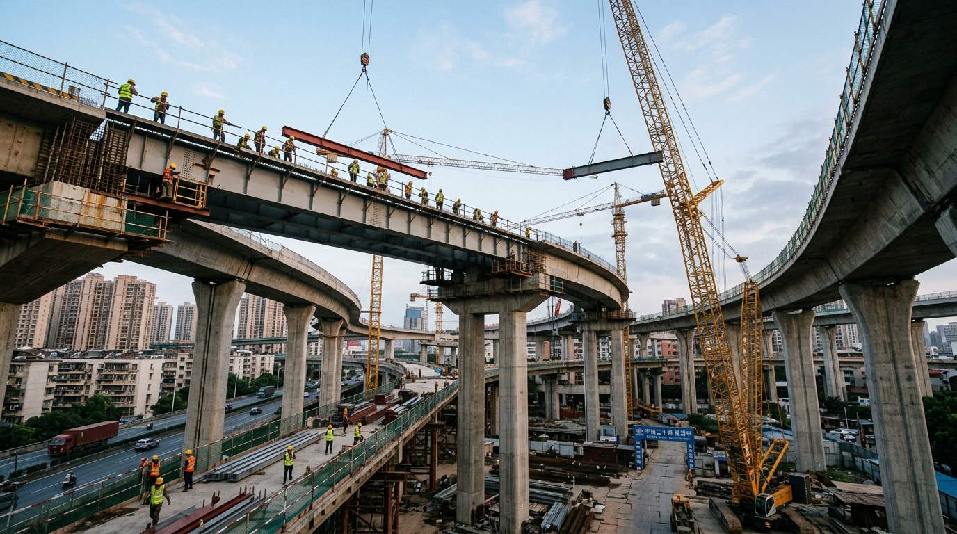 Chantier d'infrastructure urbaine en Chine financé par des LGFV
