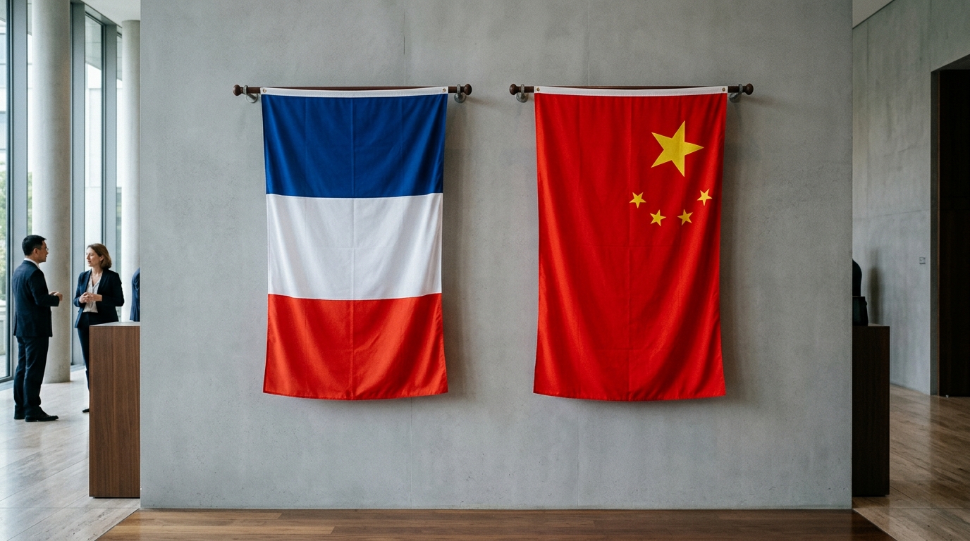 Drapeaux français et chinois côte à côte