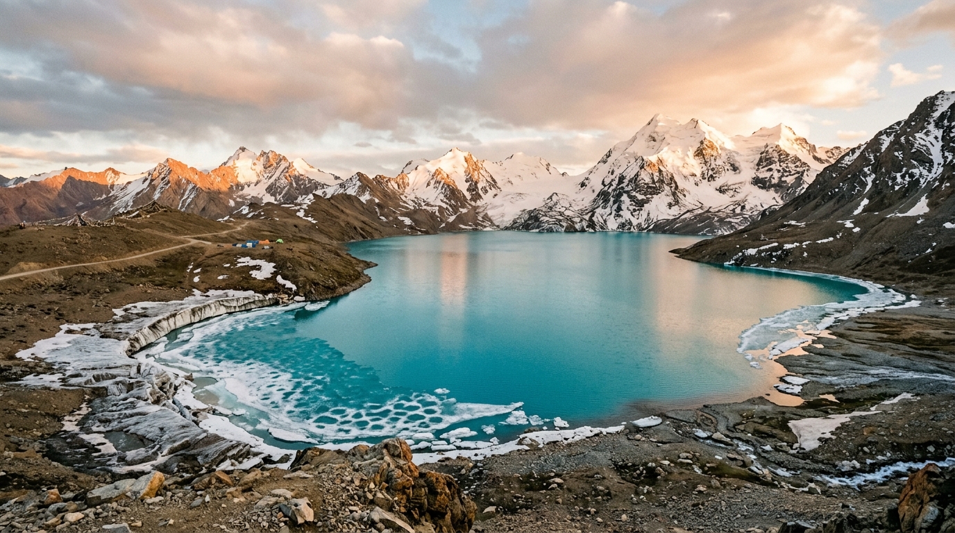 Lac glaciaire himalayenne à haute altitude