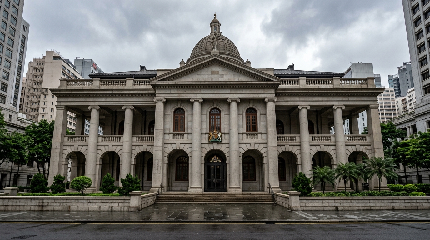 Palais de justice de Hong Kong sous un ciel couvert