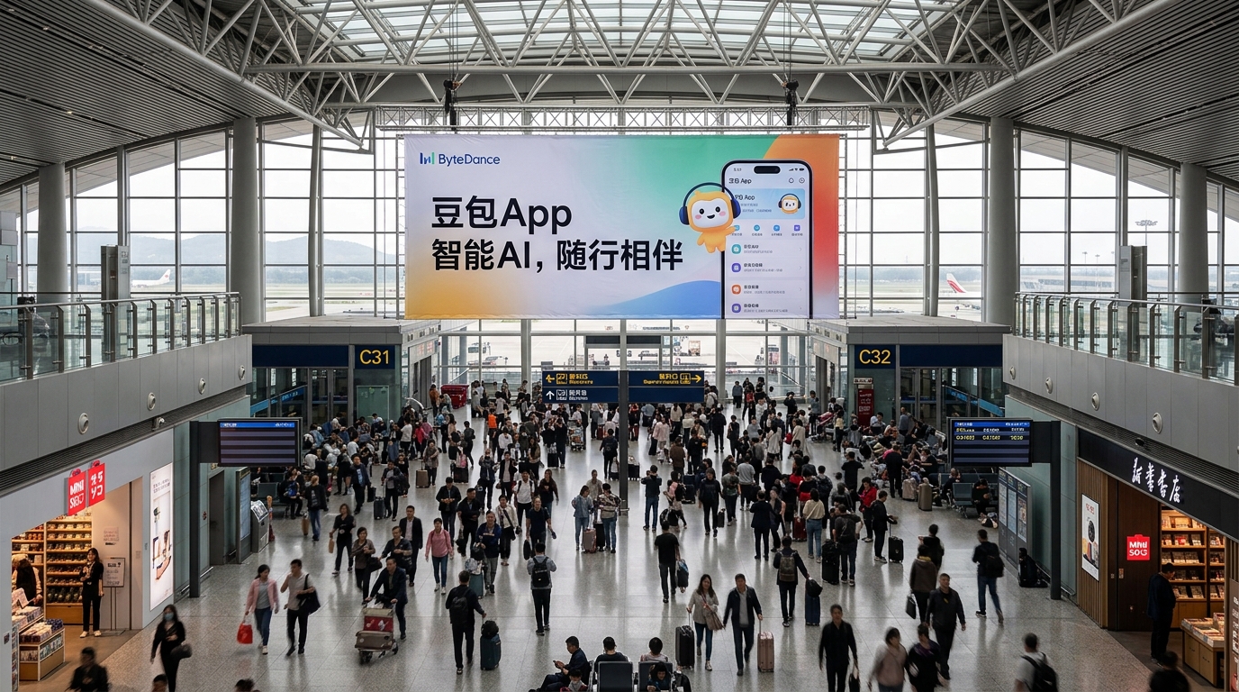 Publicité Doubao de ByteDance dans un terminal d'aéroport chinois