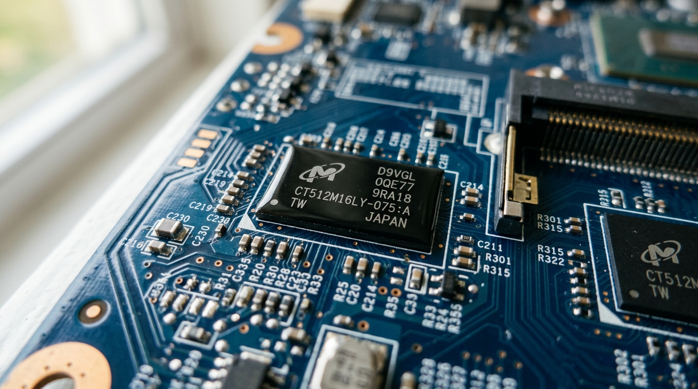 Puce mémoire DRAM sur circuit imprimé