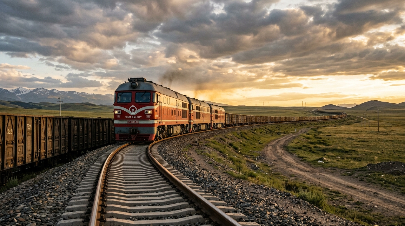 Train de marchandises sur le corridor de transport Nord-Sud entre la Russie et l'Iran