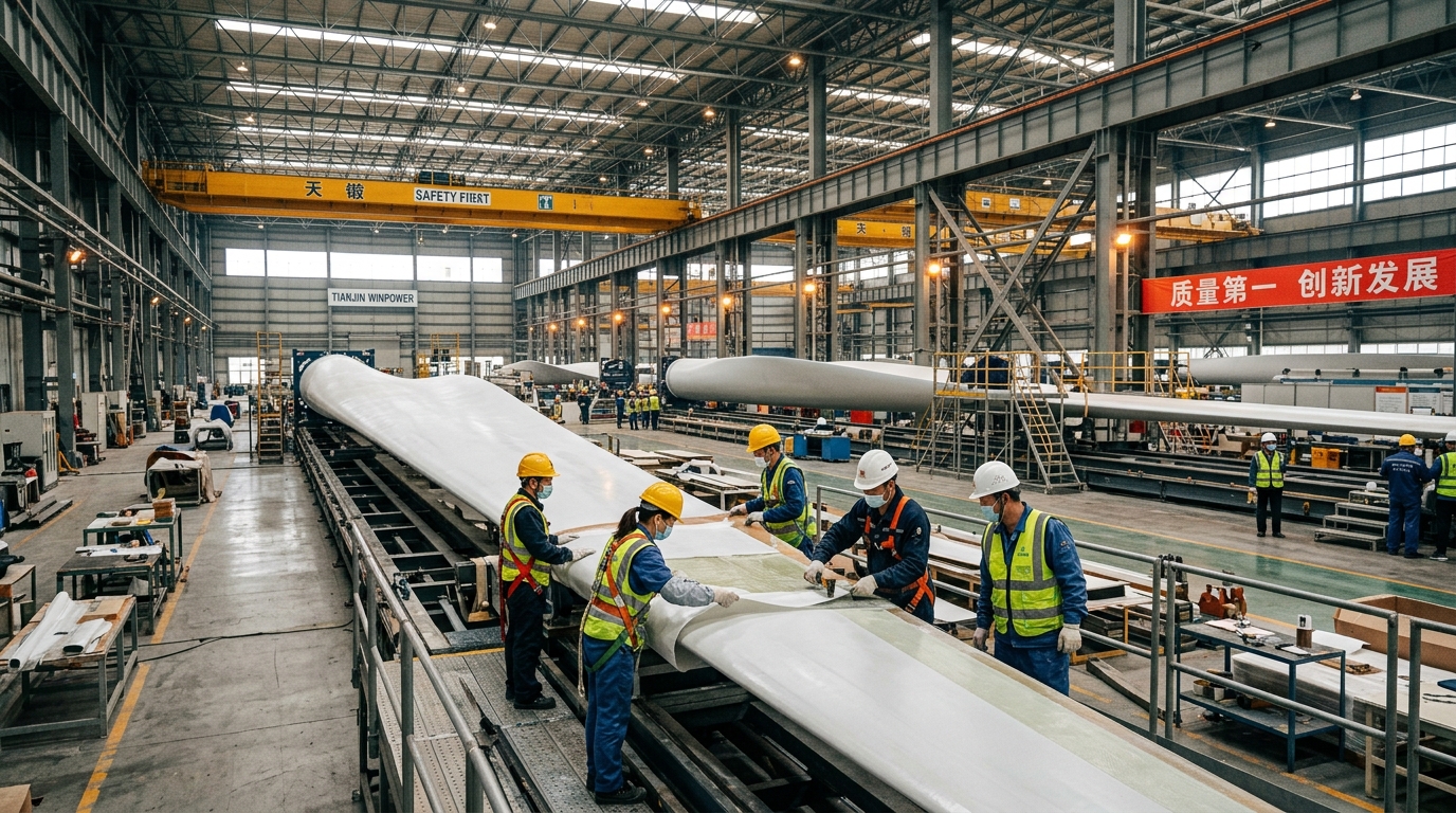 Usine de fabrication d'éoliennes utilisant des aimants en terres rares