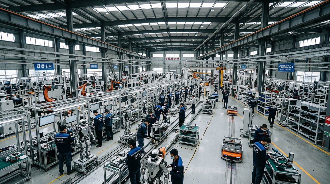 Usine de fabrication de robots humanoïdes en Chine