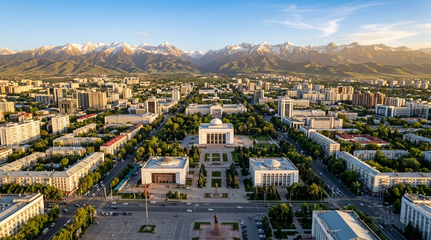 Vue aérienne de Bichkek, capitale du Kirghizstan