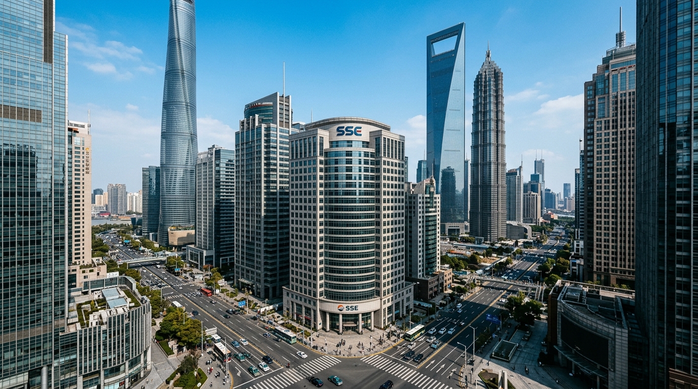 Vue aérienne de la Bourse de Shanghai et du quartier financier