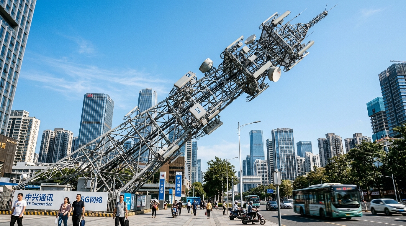 Antenne télécom ZTE dans une ville chinoise