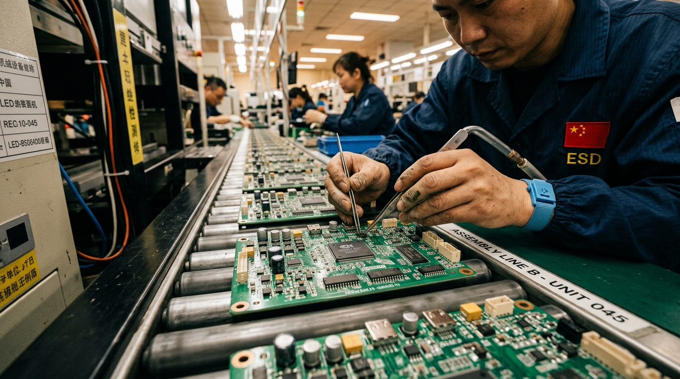 Assemblage de circuits électroniques dans une usine chinoise