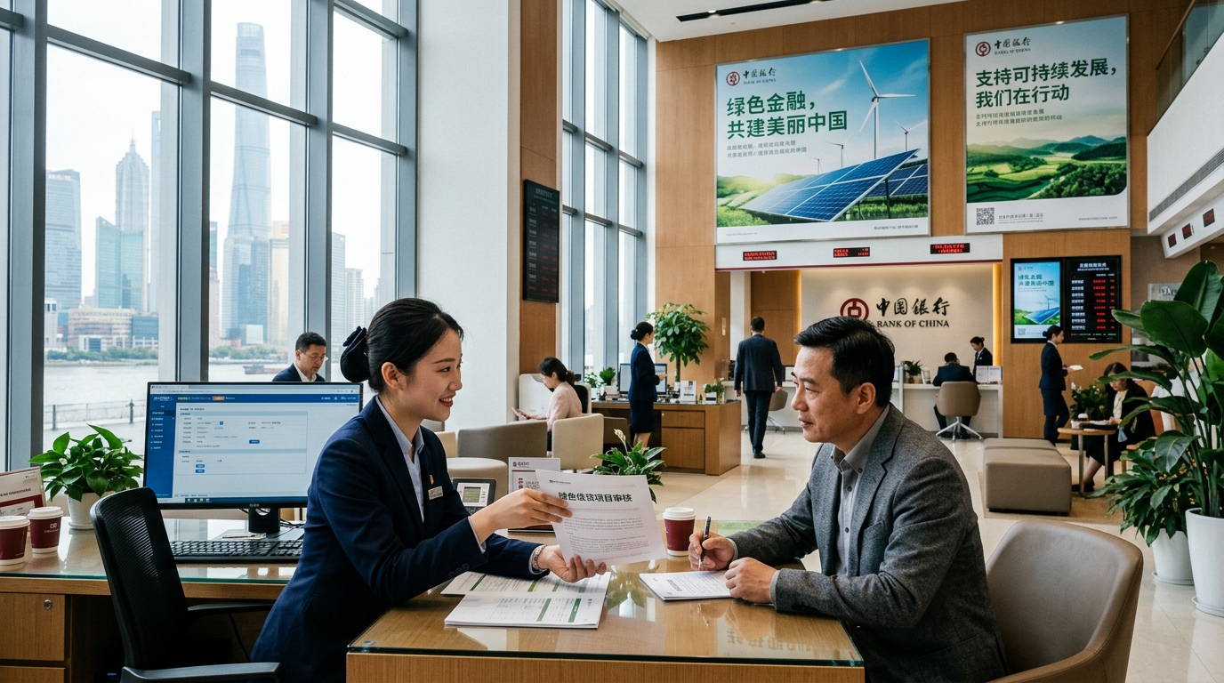 Banquier chinois discutant d'un dossier de finance verte avec un client