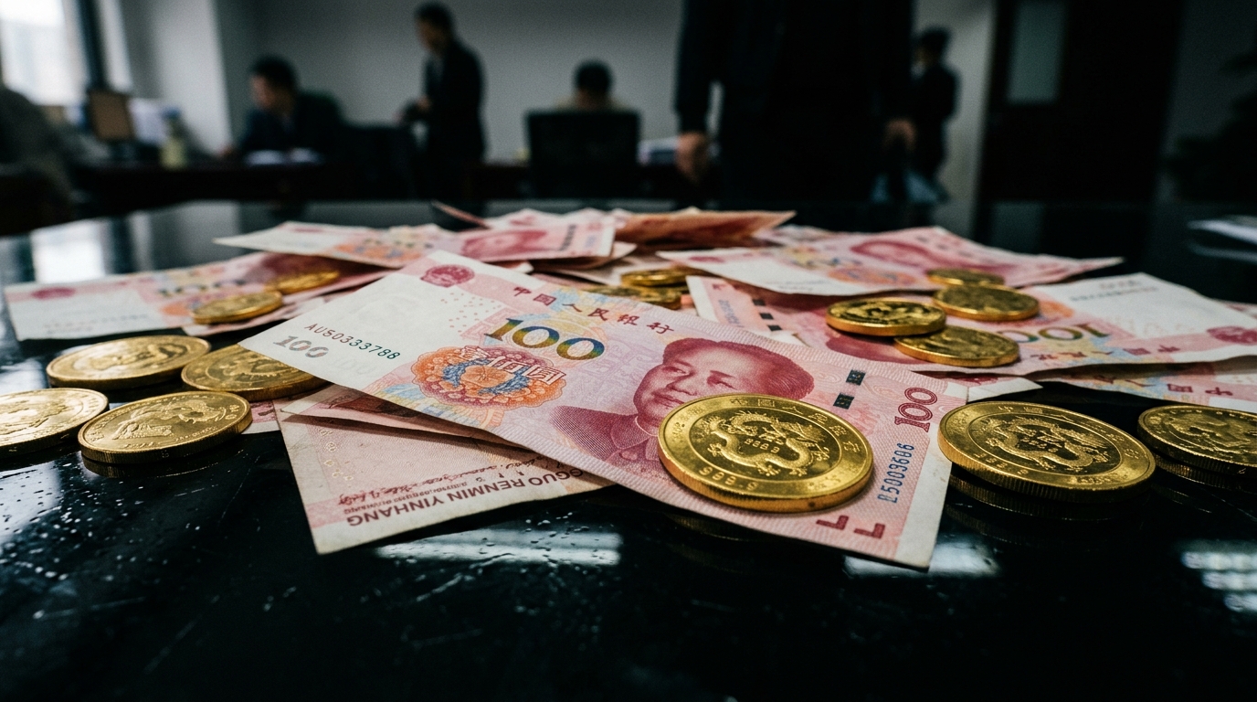 Billets en yuan chinois sur fond sombre